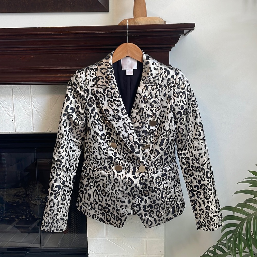 Rachel Parcell Metallic Animal Print Blazer XS D4